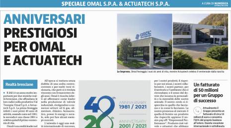 El «Giornale di Brescia» de hoy celebra el cumpleaños de ACTUATECH
