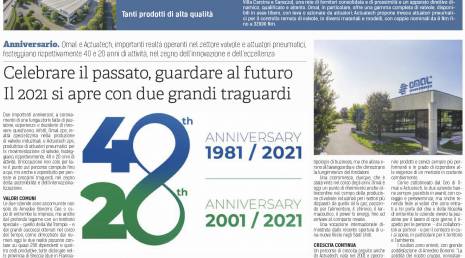 El periódico «BresciaOggi» celebra el 20º aniversario de ACTUATECH